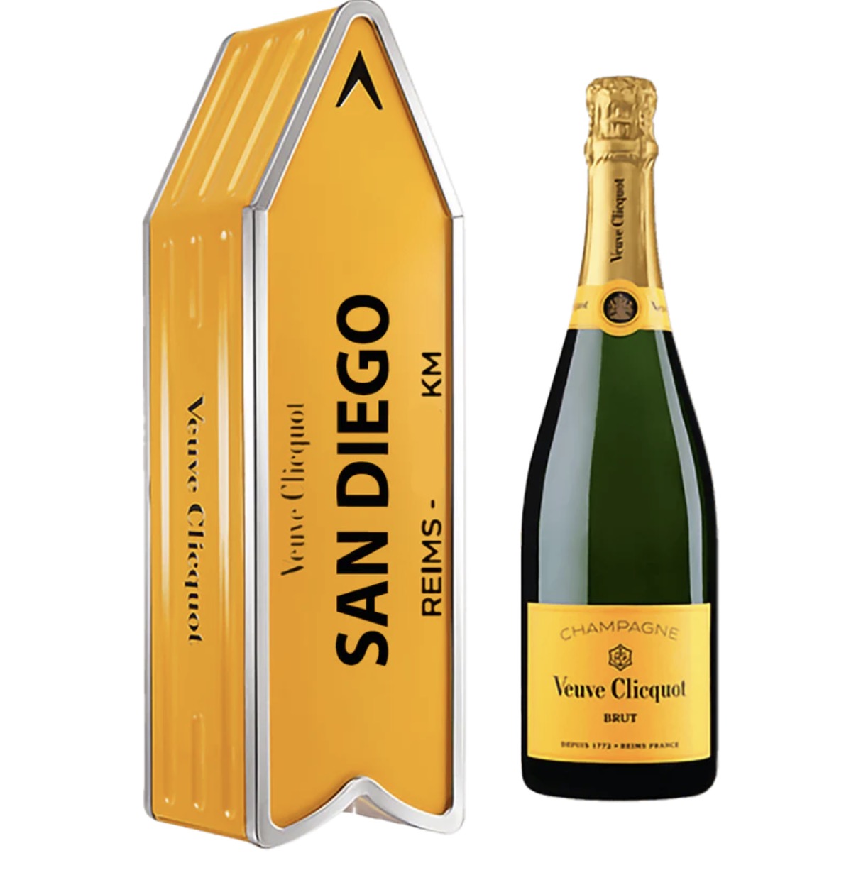 VEUVE CLICQUOT BRUT YELLOW BRUT WITH SAN DIEGO ARROW