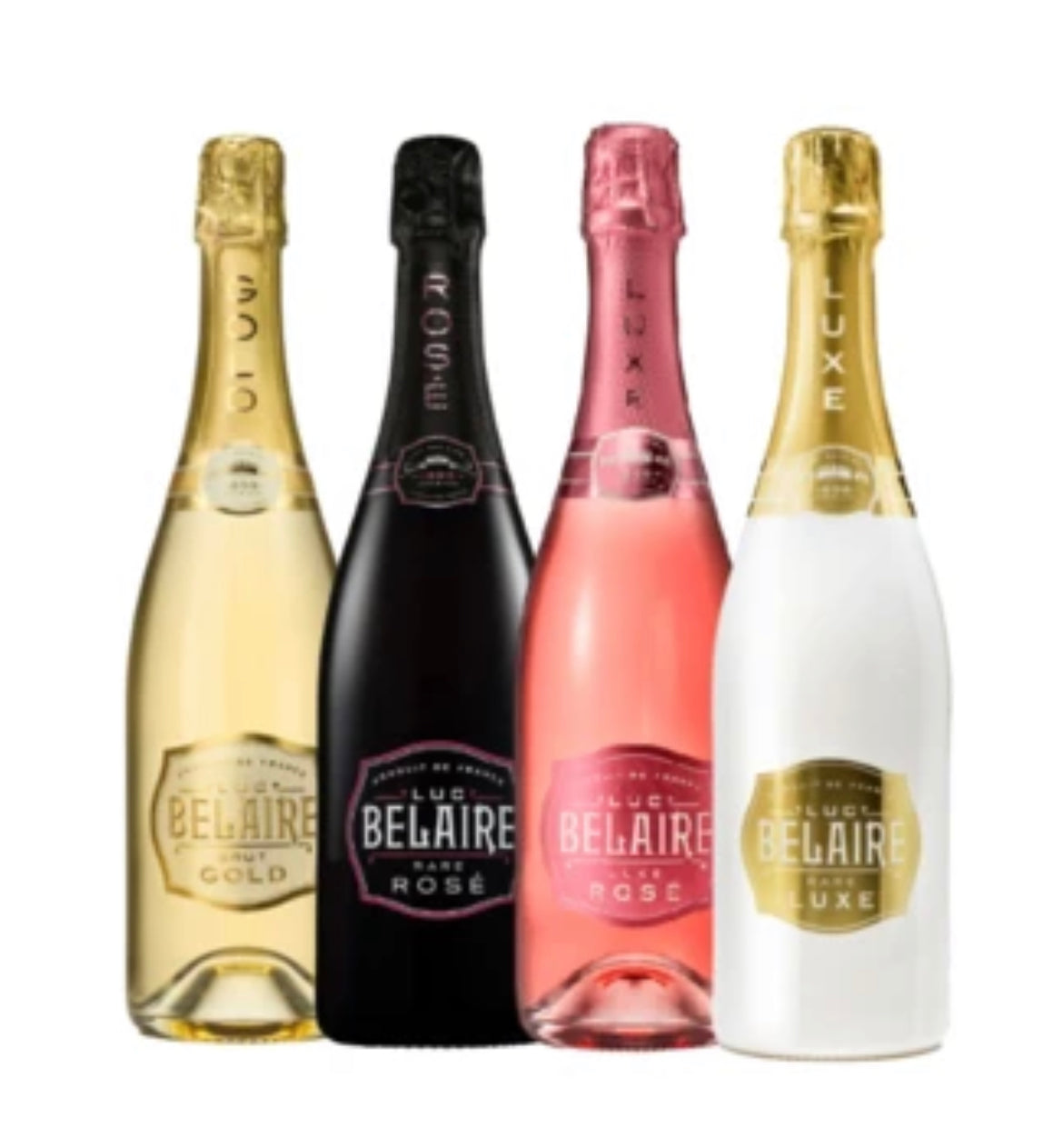 Luc Belaire Gold, Rare Rose, French Rose & Rare Luxe Cuve Champagne Bundle